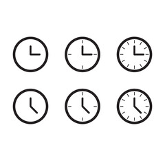 Time and Clock icons on white background. Vector illustration.