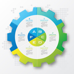 Gear style  infographic template ,Business concept with 6 options,Vector illustration.