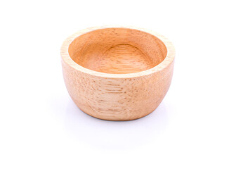 wood bowl on white background.