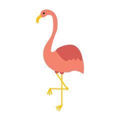Cute flamingo in white background. simple vector for stickers, wallpaper