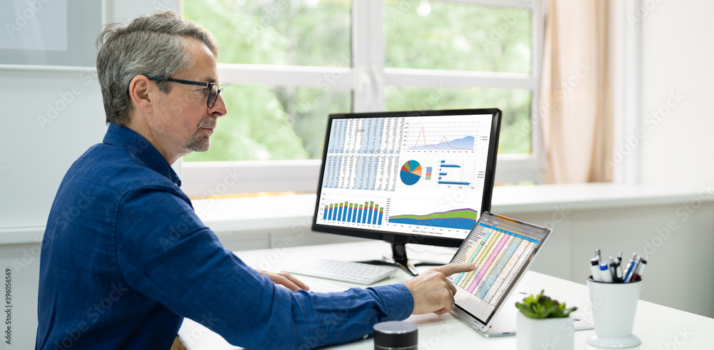 Poster Analyst Employee Using Spreadsheet Software