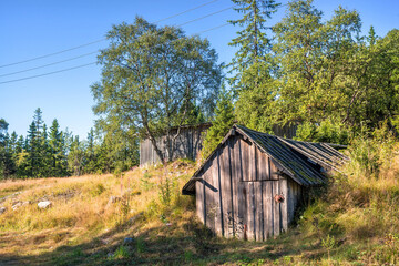 Wooden shed cellar  on the Solovetsky Islands