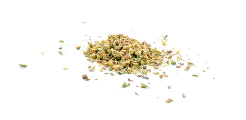 Dried Oregano on white background.