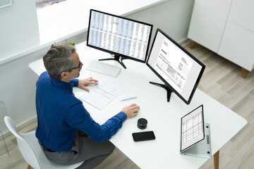 Digital Invoice Bill On Computer