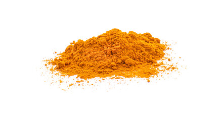 Turmeric powder isolated on white background.