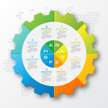 Gear Style  Infographic Template ,Business Concept With 8 Options,Vector Illustration.