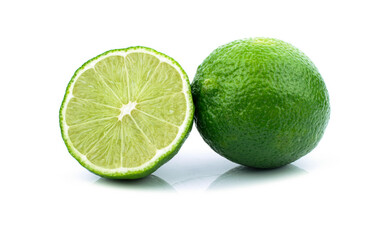 Fresh lime isolated on white background.