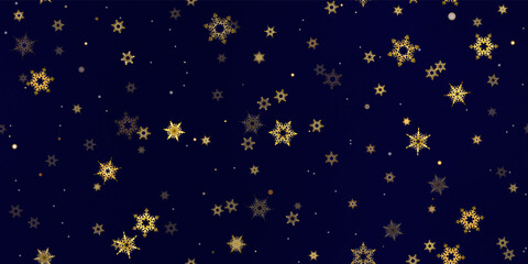 Gold Falling Snowflakes seamless pattern.