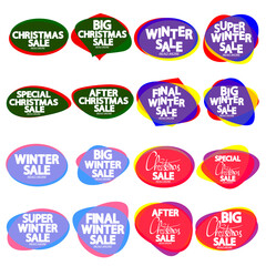 Set Christmas Sale banners design template, Xmas discount tags, offer badge new collection, vector illustration