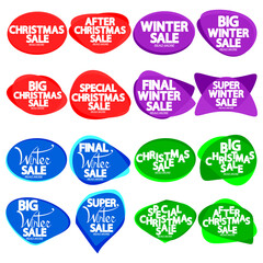 Set Christmas Sale banners design template, Xmas discount tags, offer badge new collection, vector illustration