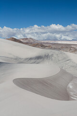 Fototapeta na wymiar White sand dunes in the Andes mountains
