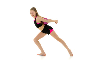 Fototapeta na wymiar Girl gymnast performs exercises with the ball.