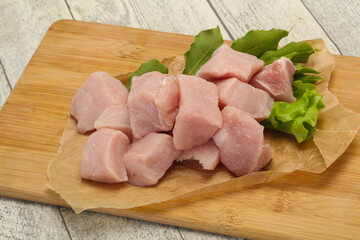 Raw fresh pork meat cube