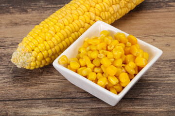 Young corn seeds in the bowl