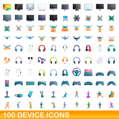 100 device icons set. Cartoon illustration of 100 device icons vector set isolated on white background