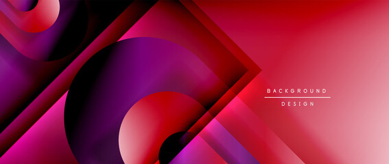 Vector geometric abstract background with lines and modern forms. Fluid gradient with abstract round shapes and shadow and light effects