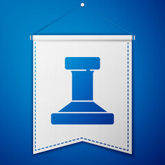 Blue Stamp icon isolated on blue background. White pennant template. Vector.