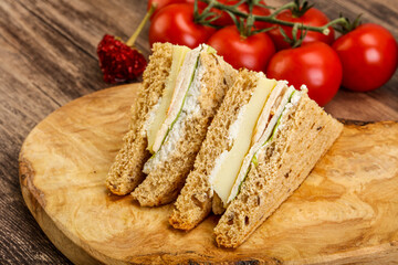 Club sandwich with chicken and cheese
