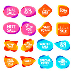 Set Sale banners design template, discount tags, great promotion, vector illustration