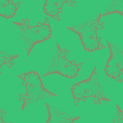 Seamless pattern with rhino heads, abstract background, vector illustration