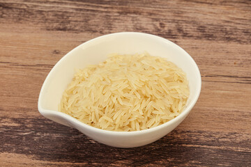 Raw basmati rice in the bowl