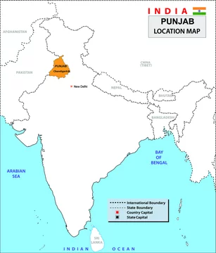 Punjab location in india map