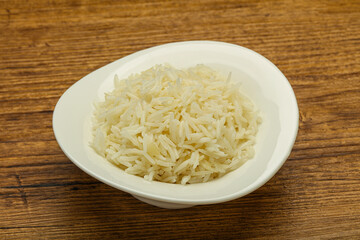 Steamed basmati rice in the bowl