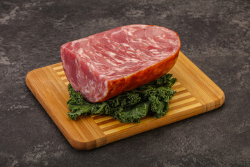 Beef ham piece over board