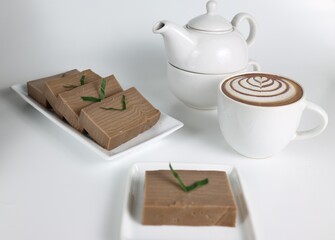 Kue lapis. Indonesian traditional cake with layered soft mung bean flour pudding