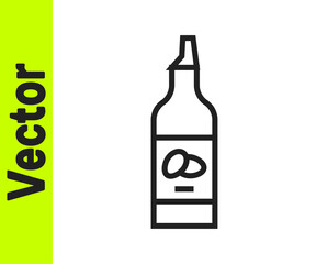 Black line Bottle of olive oil icon isolated on white background. Jug with olive oil icon. Vector.