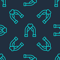 Green line Wedding arch icon isolated seamless pattern on blue background. Wedding decoration. Vector.