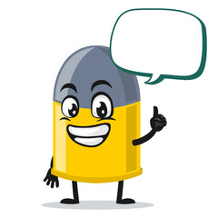 vector illustration of bullet mascot or character says with blank balloon speech