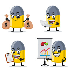 vector illustration of bullet mascot or character collection set with business theme