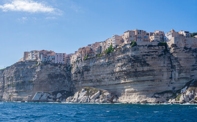 Bonifacio or town above a cliff full of rocks very old town in Corsica near Italy
