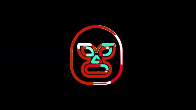 Circles gather in symbol luchador. After it crumbles in a line and moves to the camera. Alpha channel black