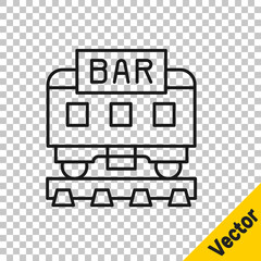 Black line Restaurant train icon isolated on transparent background. Vector.