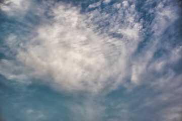 Beautiful cirrus cloudy bright blue sky background textures