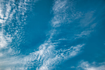 Fototapeta na wymiar Beautiful cirrus cloudy bright blue sky background textures