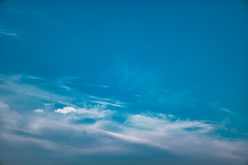 Fototapeta na wymiar Beautiful cirrus cloudy bright blue sky background textures