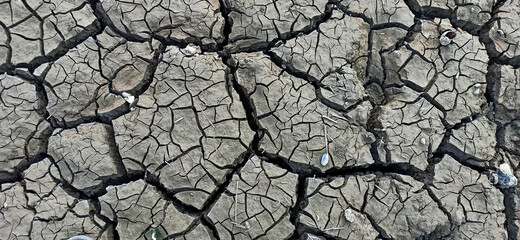 Dry soil in rivers and canals