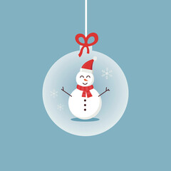 Christmas ball with snowman illustration
