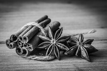 cinnamon badian spice on the table