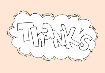 Thank you Hand drawn lettering. Calligraphic Lettering, Vector illustration for greeting card.