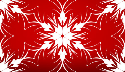 Abstract Geometric Background Texture, Geometric Shape Pattern Mandala on Red Background. Decorative Element For Design. Seamless Repeat Pattern. Christmas Snowflakes. Happy New Year. Vector EPS 10