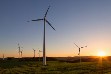 wind turbine at sunset