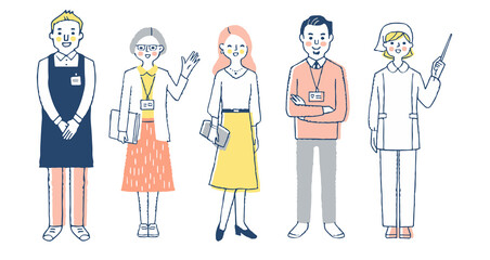 さまざまな職業の人々　全身