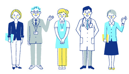 さまざまな職業の人々　全身