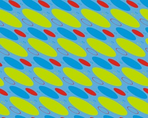 Red blue yellow geometries, playful design, pattern with colorful confetti
