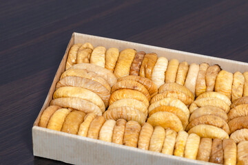 Box with figs. Dried fruits
