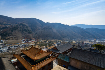 Fototapeta na wymiar Scenery of Mount Wutai in Shanxi, China